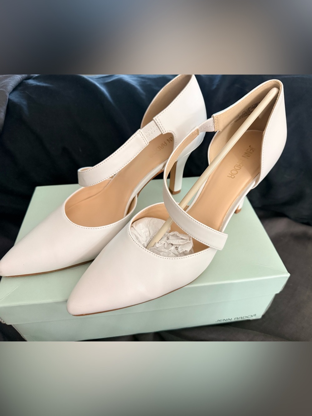 Jenn Ardor Cream Pointed-Toe Slingback Heels
